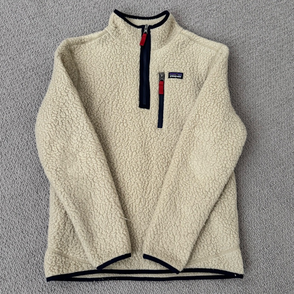 Kids Patagonia Retro Pile 1/4 Fleece Jacket, size XL (14)